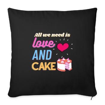 Tout ce dont nous avons besoin, c’est d’amour et de gâteau - Housse de coussin décorative 45 x 45 cm - noir - Devant