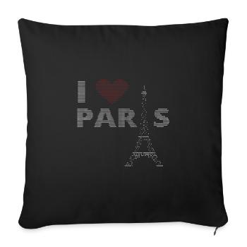 I Love Paris ASCII - Sofa pillowcase 17,3'' x 17,3'' (45 x 45 cm) - black - Front