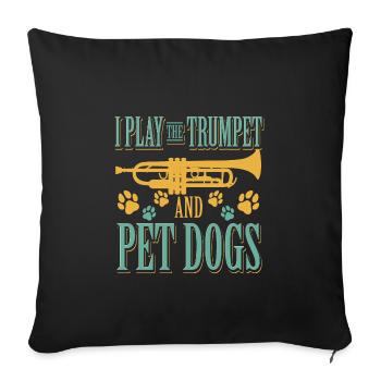 Trompete spielen und Hunde streicheln - Sofakissenbezug 45 x 45 cm - Schwarz - Vorne