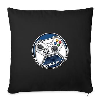 Controller Logo want to Play - Sofa pillowcase 17,3'' x 17,3'' (45 x 45 cm) - black - Front