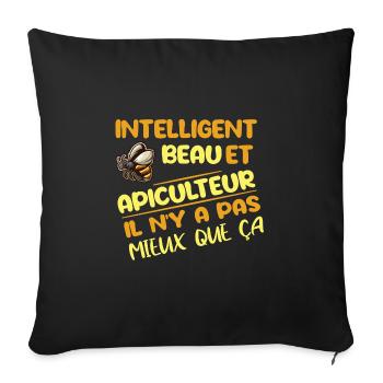 Intelligent beau et apiculteur t-shirt homme - Housse de coussin décorative 45 x 45 cm - noir - Devant