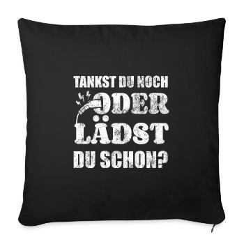 Elektroauto - E-Auto Aufladen Spruch - Sofakissenbezug 45 x 45 cm - Schwarz - Vorne
