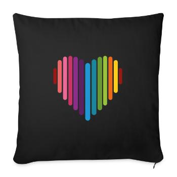 Rainbow Heart, Love, Love is love, - Sofa pillowcase 17,3'' x 17,3'' (45 x 45 cm) - black - Front