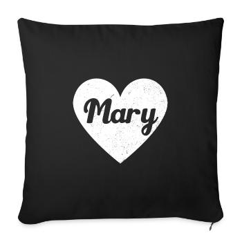 Mary First Name Gift Idea Heart Love I Love - Sofa pillowcase 17,3'' x 17,3'' (45 x 45 cm) - black - Front