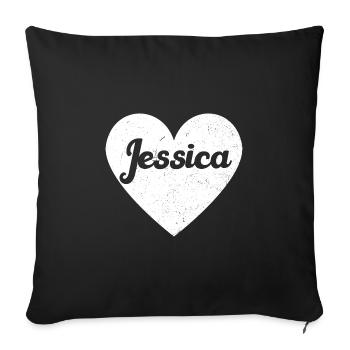 Jessica Prénom Idée Cadeau Coeur Amour J’Aime - Housse de coussin décorative 45 x 45 cm - noir - Devant