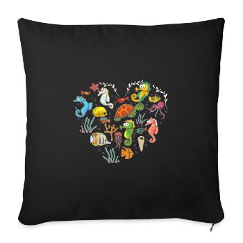 Hippocampe Coeur Hippocampe Fan - Housse de coussin décorative 45 x 45 cm - noir - Devant