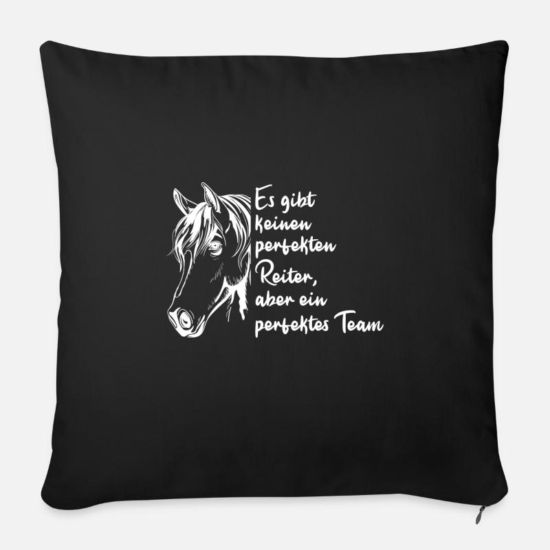 Reitsachen für Pferde Mädchen Reiten Mädchen Stall - Sofakissenbezug 45 x 45 cm - Schwarz