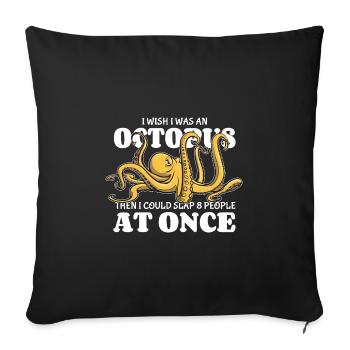 Octopus - 8 personnes frappant en même temps - disant - Housse de coussin décorative 45 x 45 cm - noir - Devant