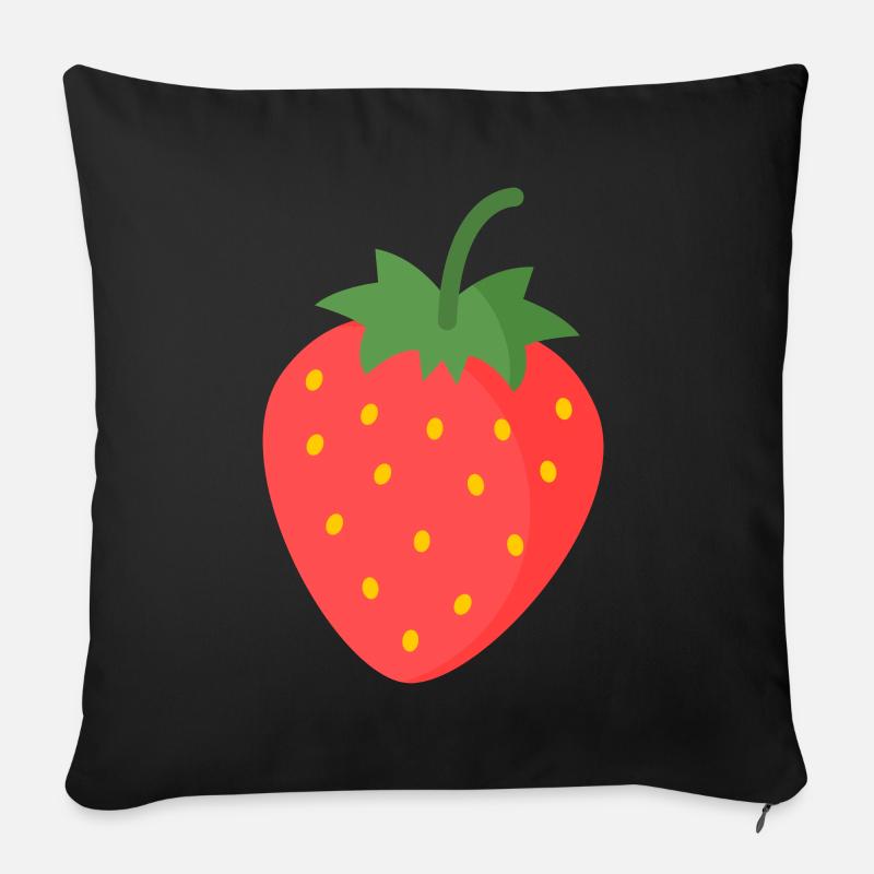 Vegane Erdbeere, ja alle Erdbeeren sind vegan - Sofakissenbezug 45 x 45 cm - Schwarz
