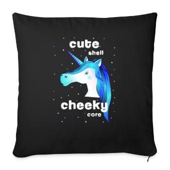 blue unicorn cute cheeky - Sofakissenbezug 45 x 45 cm - Schwarz - Vorne