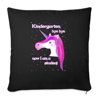 unicorn pink unicorn kindergarten student - Sofakissenbezug 45 x 45 cm - Schwarz - Vorne