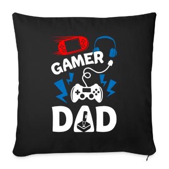 Papa joueur - Housse de coussin décorative 45 x 45 cm - noir - Devant