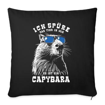 Ich spüre das Tier in mir, es ist ein Capybara - Sofakissenbezug 45 x 45 cm - Schwarz - Vorne