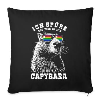 Ich spüre das Tier in mir, es ist ein Capybara - Sofakissenbezug 45 x 45 cm - Schwarz - Vorne