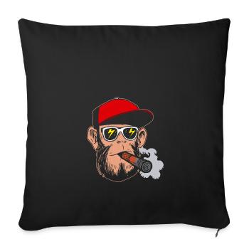 Raucher Brille Hipster Affe - Geschenk Gras Kiffen - Sofakissenbezug 45 x 45 cm - Schwarz - Vorne