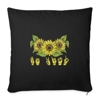 Sign Language Deaf Sunflower Be Kind - Sofa pillowcase 17,3'' x 17,3'' (45 x 45 cm) - black - Front