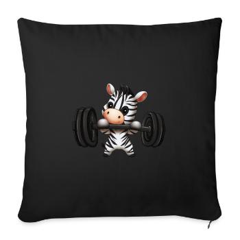 Fitness Zebra avec haltères, motivant - Housse de coussin décorative 45 x 45 cm - noir - Devant