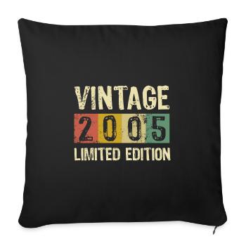 Anniversaire Vintage 2005 Edition Limitée - Housse de coussin décorative 45 x 45 cm - noir - Devant