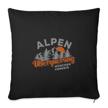 Alpenüberquerung München Venedig Wandern - Sofakissenbezug 45 x 45 cm - Schwarz - Vorne