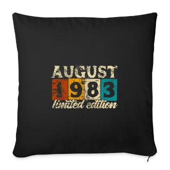 Edition Limitée Août 1983 Anniversaire - Cadeau - Housse de coussin décorative 45 x 45 cm - noir - Devant