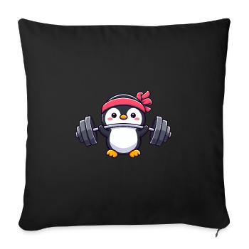 Penguin Workout Dumbbell Bench Press Fitness - Sofa pillowcase 17,3'' x 17,3'' (45 x 45 cm) - black - Front