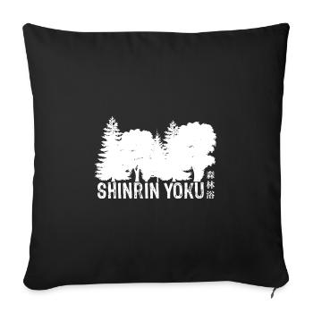 Shinrin yoku - Waldbaden - Waldmeditation - Sofakissenbezug 45 x 45 cm - Schwarz - Vorne