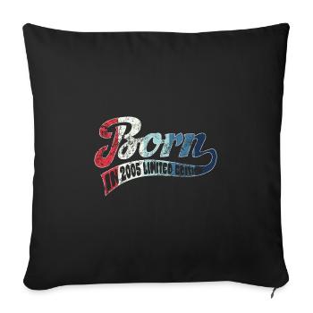 Né en 2005 - Edition limitée - Anniversaire - Housse de coussin décorative 45 x 45 cm - noir - Devant