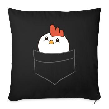 Poulet - dans la poche de poitrine / poche de chemise - Housse de coussin décorative 45 x 45 cm - noir - Devant
