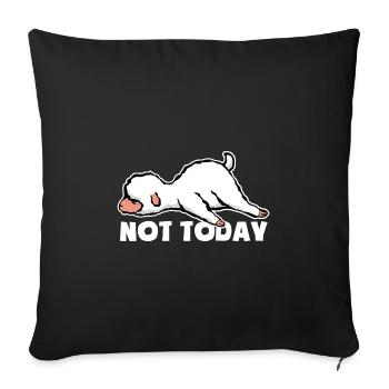Pas aujourd’hui - Fatigué et paresseux - Agneau - Mouton - Housse de coussin décorative 45 x 45 cm - noir - Devant