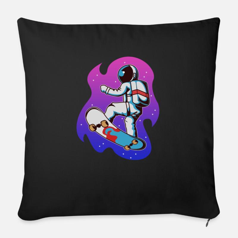 Skateboard cosmonaut - Sofa pillowcase 17,3'' x 17,3'' (45 x 45 cm) - black