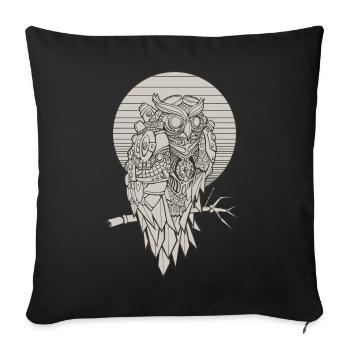 Steampunk owl owl mechanical geometric - Sofa pillowcase 17,3'' x 17,3'' (45 x 45 cm) - black - Front