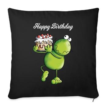 Grenouille d'anniversaire - Housse de coussin décorative 45 x 45 cm - noir - Devant