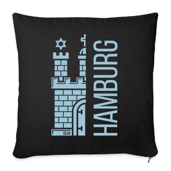 Hamburg – Wappen (Gestürzt) - Sofakissenbezug 45 x 45 cm - Schwarz - Vorne