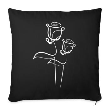 Two roses - Sofa pillowcase 17,3'' x 17,3'' (45 x 45 cm) - black - Front
