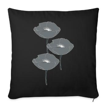 poppies grey - Sofa pillowcase 17,3'' x 17,3'' (45 x 45 cm) - black - Front