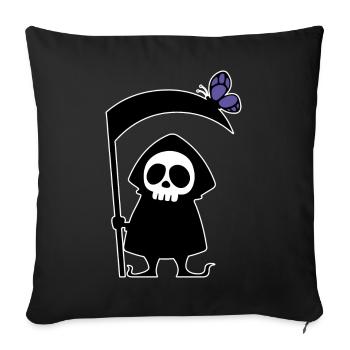 Mignon Mort Faux Scary Crâne Squelette Halloween - Housse de coussin décorative 45 x 45 cm - noir - Devant