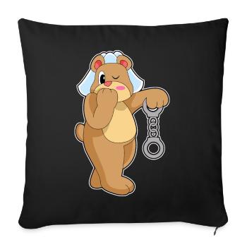 Mariage des menottes de la mariée de l’ours - Housse de coussin décorative 45 x 45 cm - noir - Devant