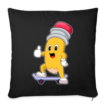 Pencil Skater Skateboard - Housse de coussin décorative 45 x 45 cm - noir - Devant