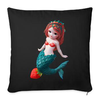 Sirène aux fraises - Housse de coussin décorative 45 x 45 cm - noir - Devant