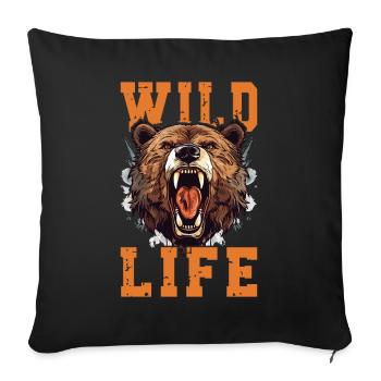 Bear Grizzly Bear Roars Bear Head Nature Wilderness Wild - Sofa pillowcase 17,3'' x 17,3'' (45 x 45 cm) - black - Front