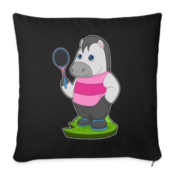 Raquette de tennis de tennis à cheval - Housse de coussin décorative 45 x 45 cm - noir - Devant