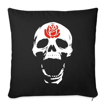 The White Skull and the Rose - Sofa pillowcase 17,3'' x 17,3'' (45 x 45 cm) - black - Front