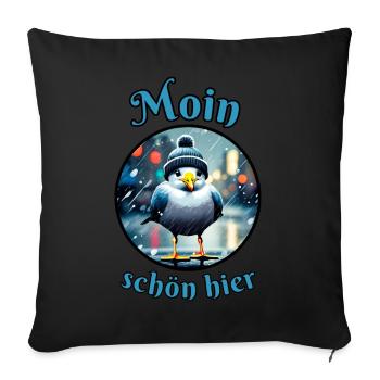 Moin beautiful here Seagull in the rain - Sofa pillowcase 17,3'' x 17,3'' (45 x 45 cm) - black - Front