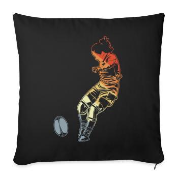 Rugby féminin - Housse de coussin décorative 45 x 45 cm - noir - Devant