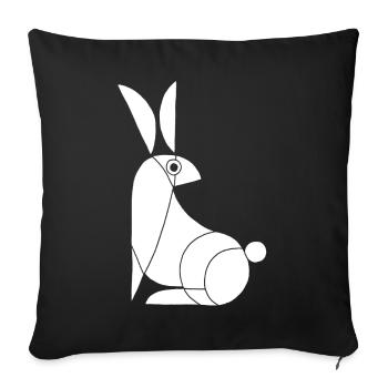 Funny White Rabbit - Sofa pillowcase 17,3'' x 17,3'' (45 x 45 cm) - black - Front