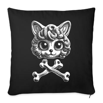 Samtpfoten-Pirat: Einzigartiges Katzenkopf-T-Shirt - Sofakissenbezug 45 x 45 cm - Schwarz - Vorne