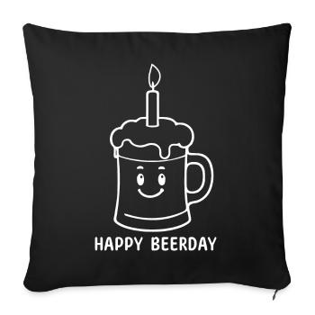 Beer Beer Mug Happy Beerday Party - Sofa pillowcase 17,3'' x 17,3'' (45 x 45 cm) - black - Front