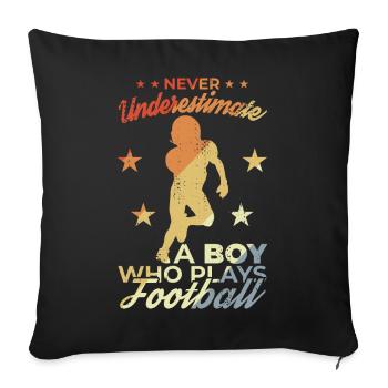 Garçon de football - Housse de coussin décorative 45 x 45 cm - noir - Devant