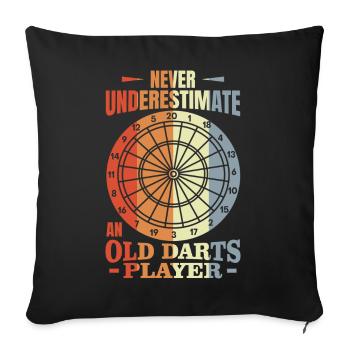 Darts player Grandpa - Sofa pillowcase 17,3'' x 17,3'' (45 x 45 cm) - black - Front