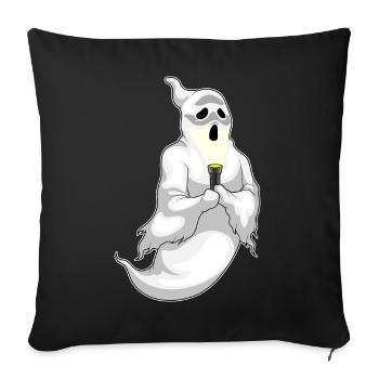Ghost Halloween Flashlight - Sofa pillowcase 17,3'' x 17,3'' (45 x 45 cm) - black - Front